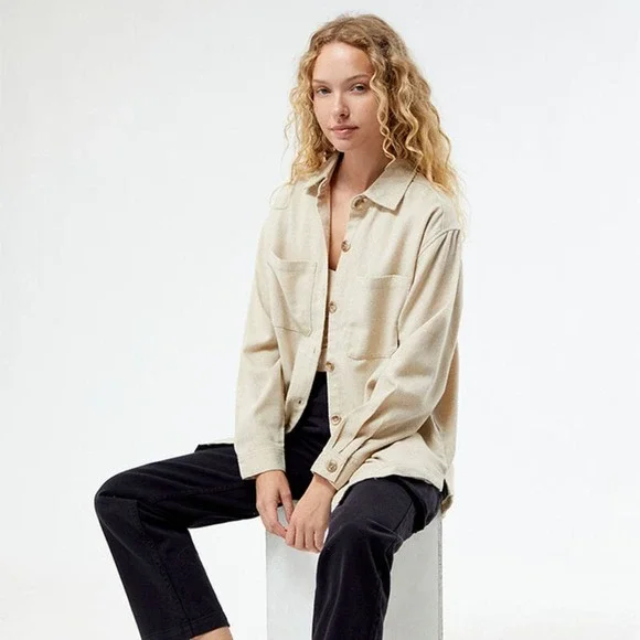 Rhythm | Oyster Knit Oversized Relaxed Fit Shacket Top in Cream‎ Size Small - Picture 2 of 10